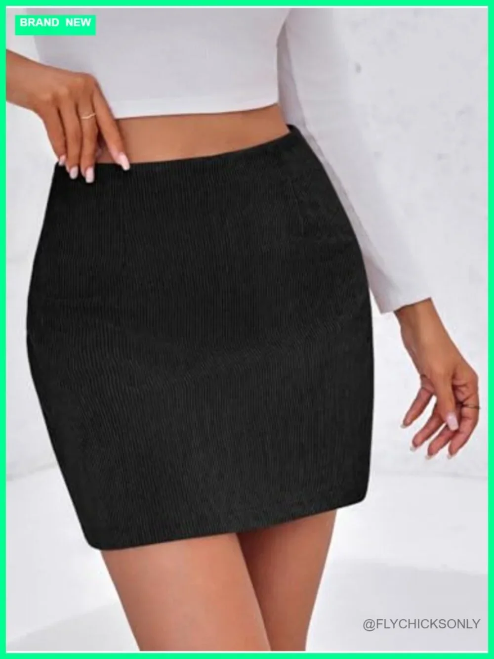 High Waisted A-Line Corduroy Mini Skirt with Zipper